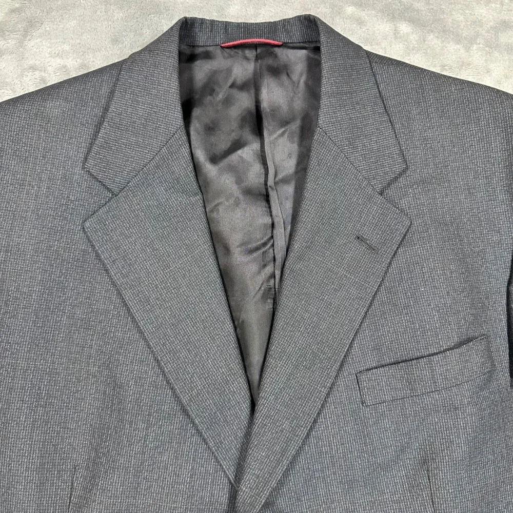Hart Schaffner & Marx Boardroom Blazer Mens 44L Gray Virgin Wool 3 Button Jacket